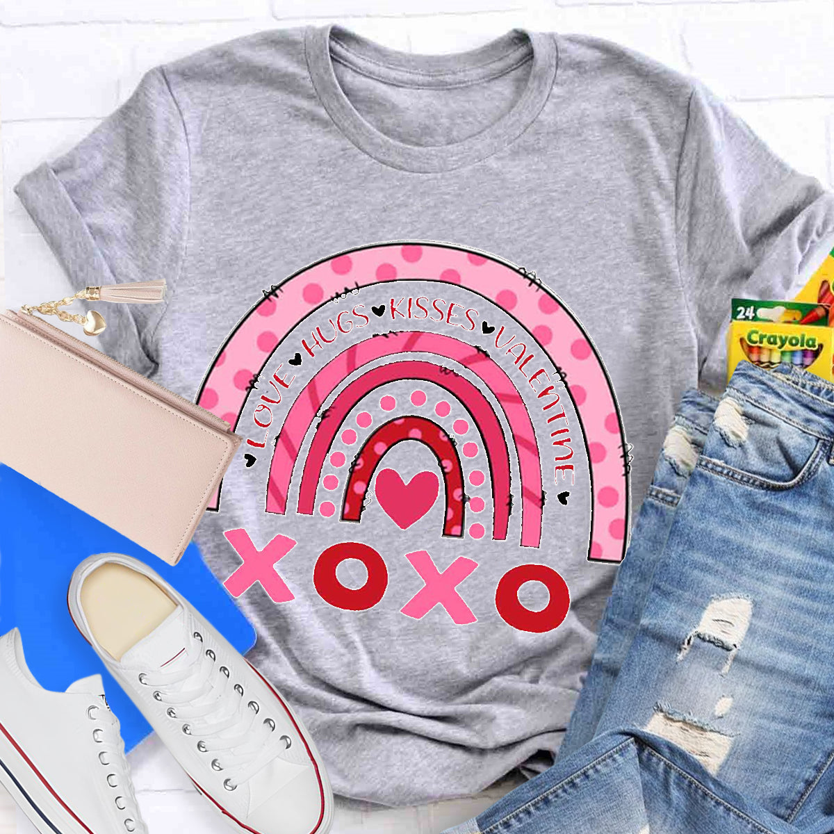 Love Hugs Kisses Valentines Teacher T-Shirt