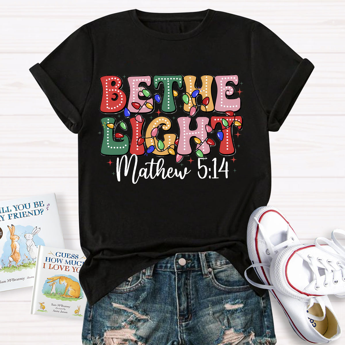 Christmas Be The Light Teacher T-Shirt