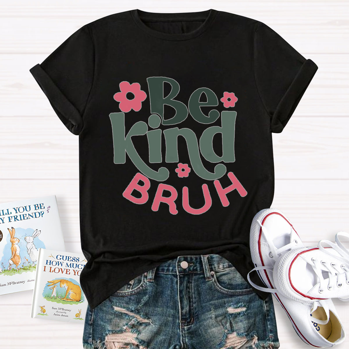 Be Kind Bruh Pink Flower T-Shirt