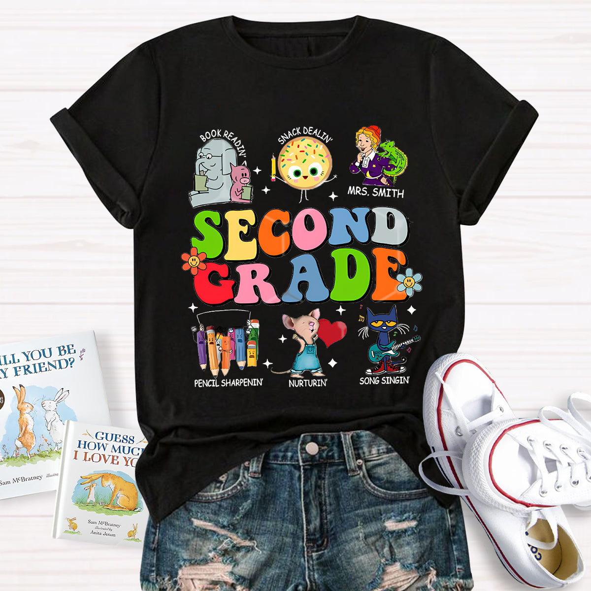 Personalized Grade And Name Children's Books T-Shirt