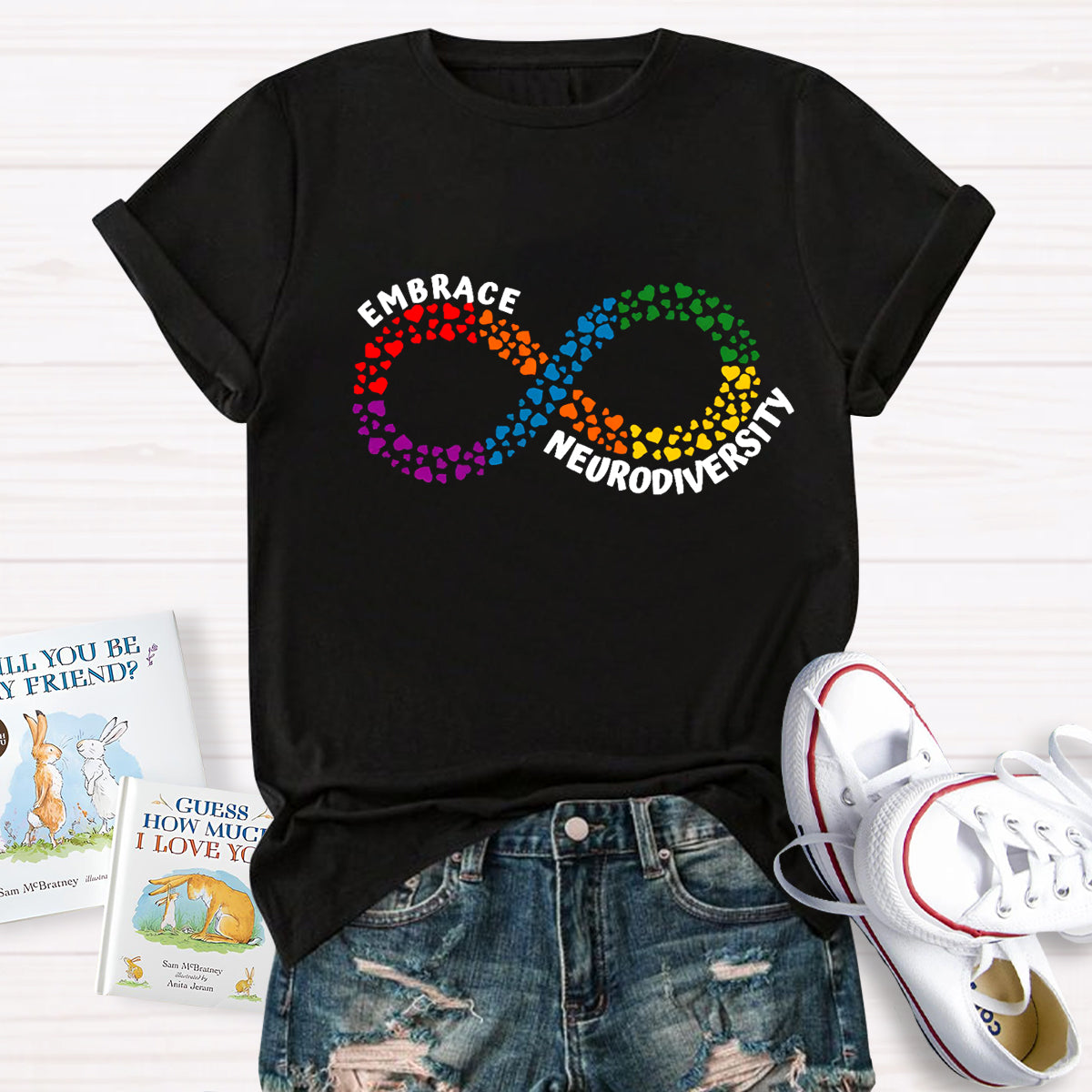 Embrace Neurodiversity Heart Infinity symbol T-Shirt