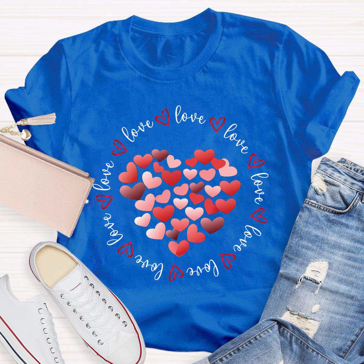 Valentines Day Red and Pink Hearts Love T-Shirt