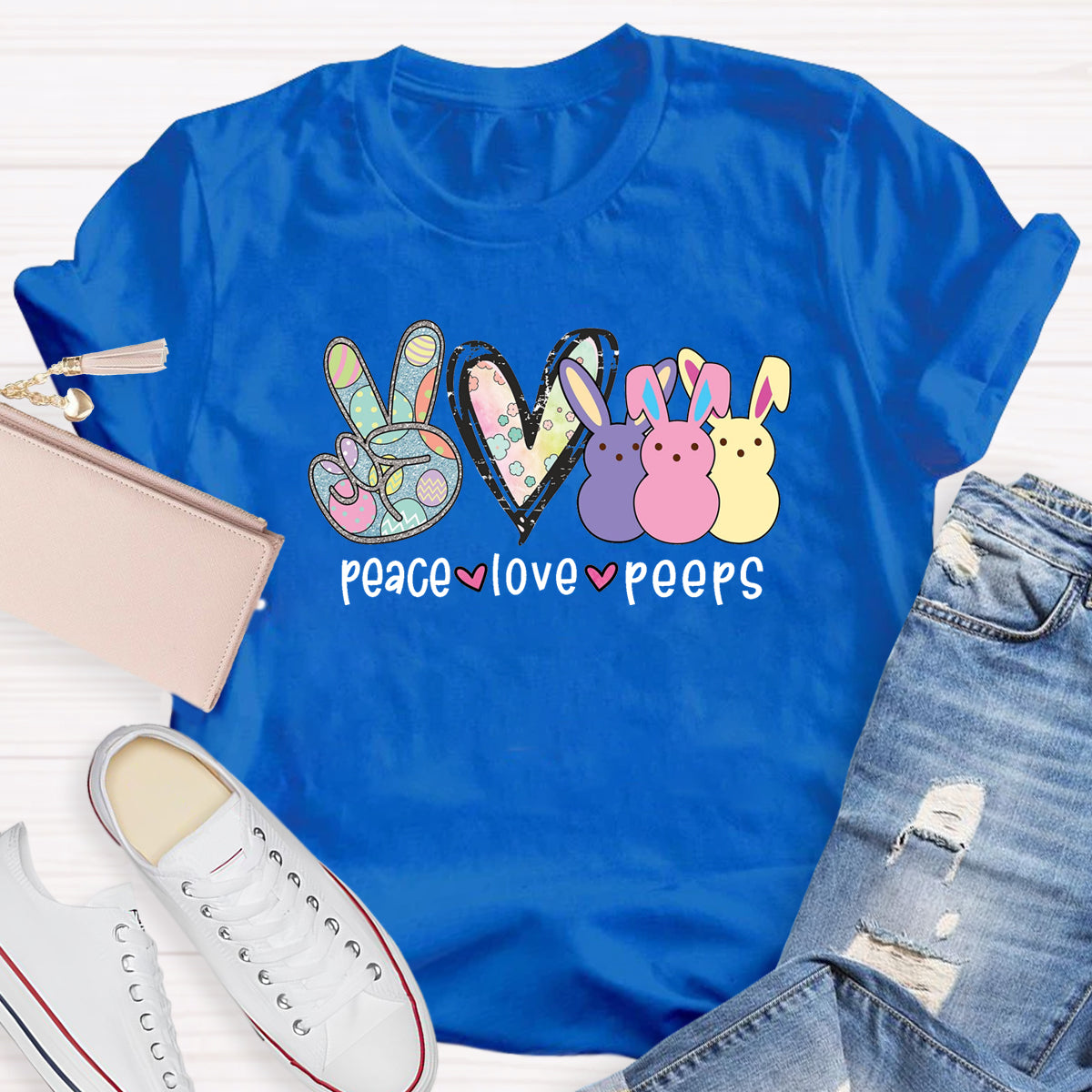 Peace Love Peeps Easter Heart T-Shirt