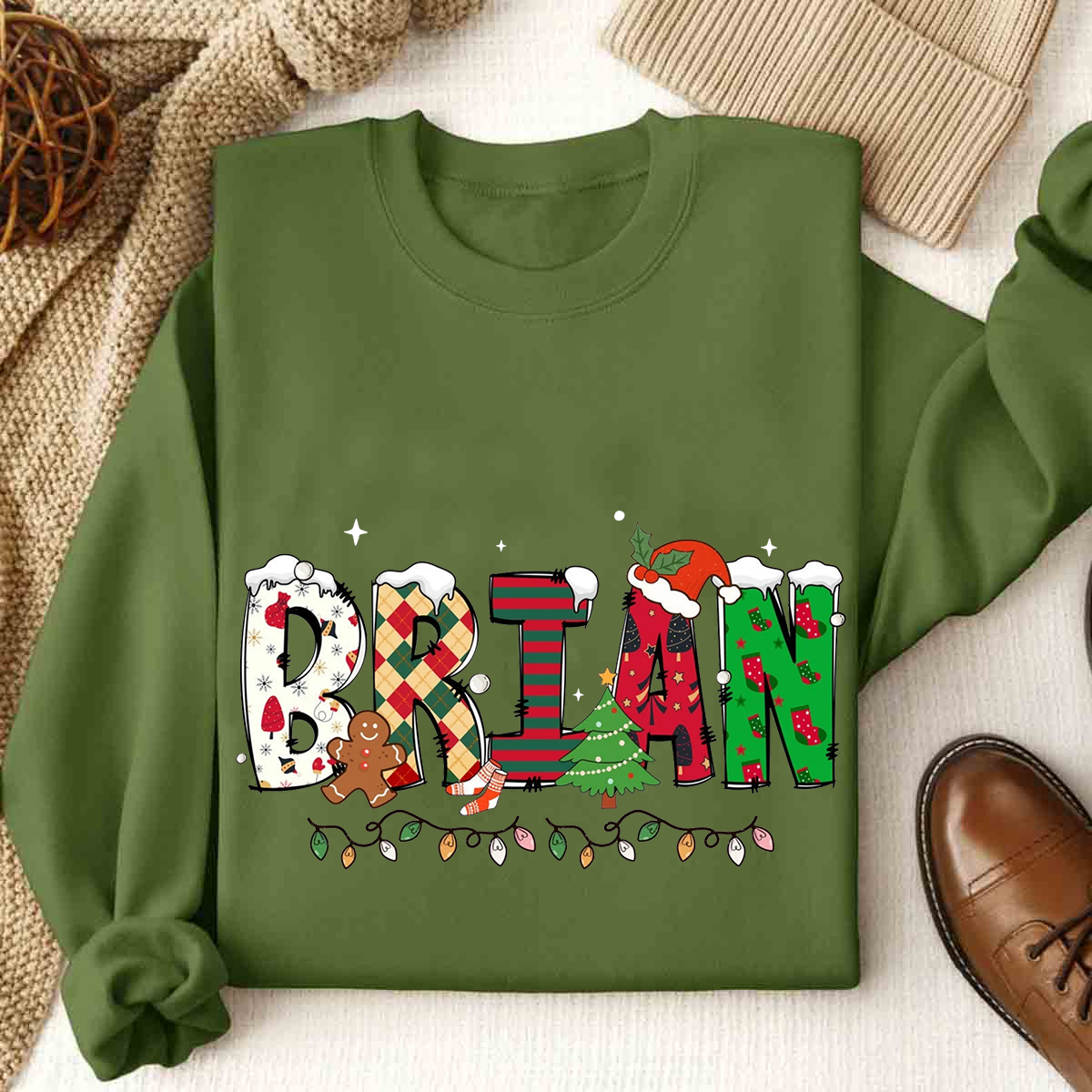 Personalized Name Christmas Light Sweatshirt