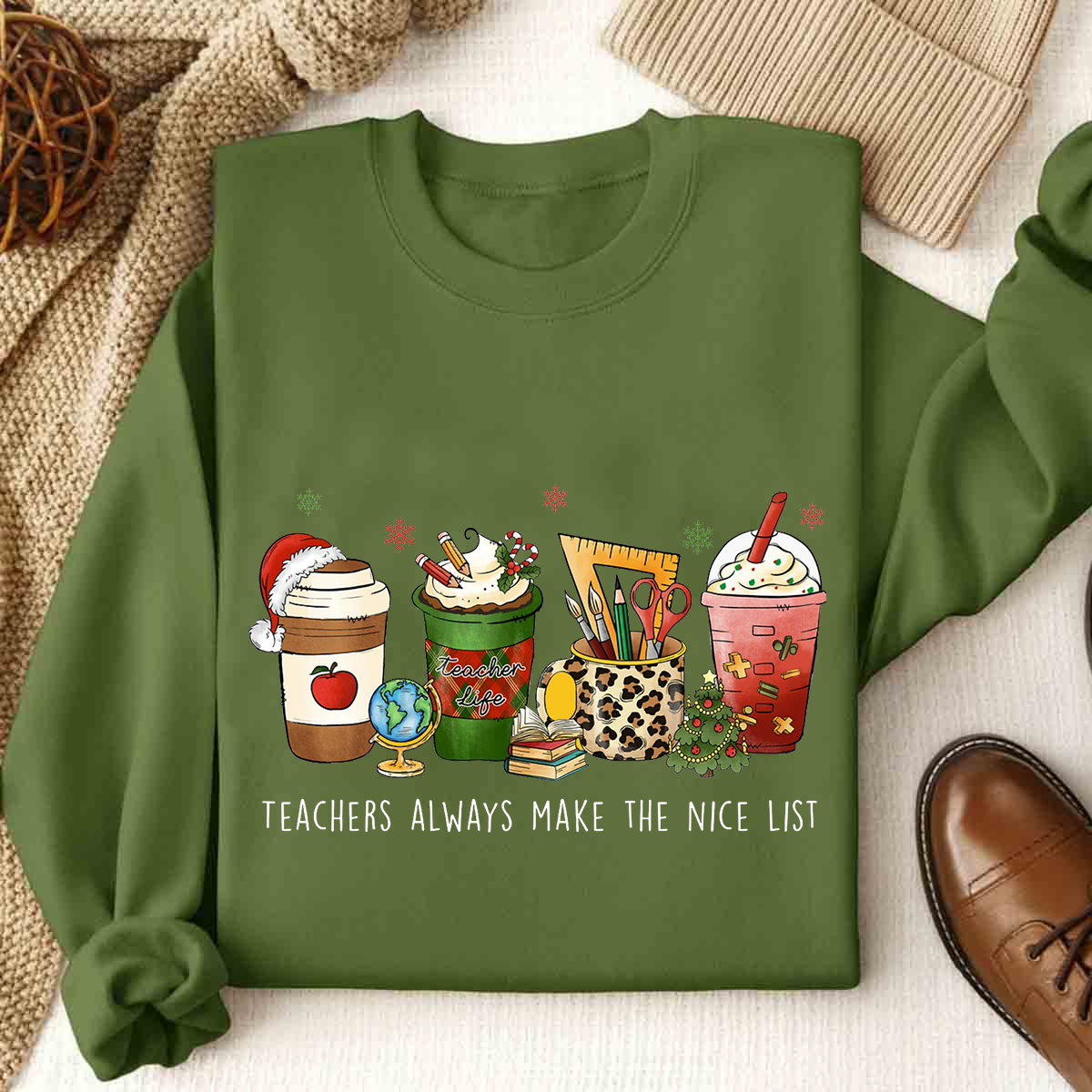 Teachers Always Make The Nice List Christmas Sweatshirt