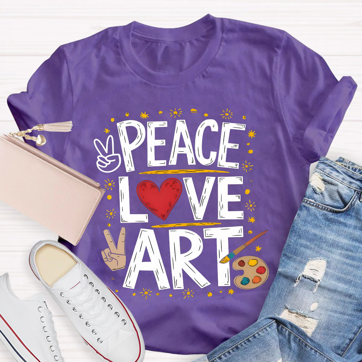 Peace Love Art Teacher T-Shirt