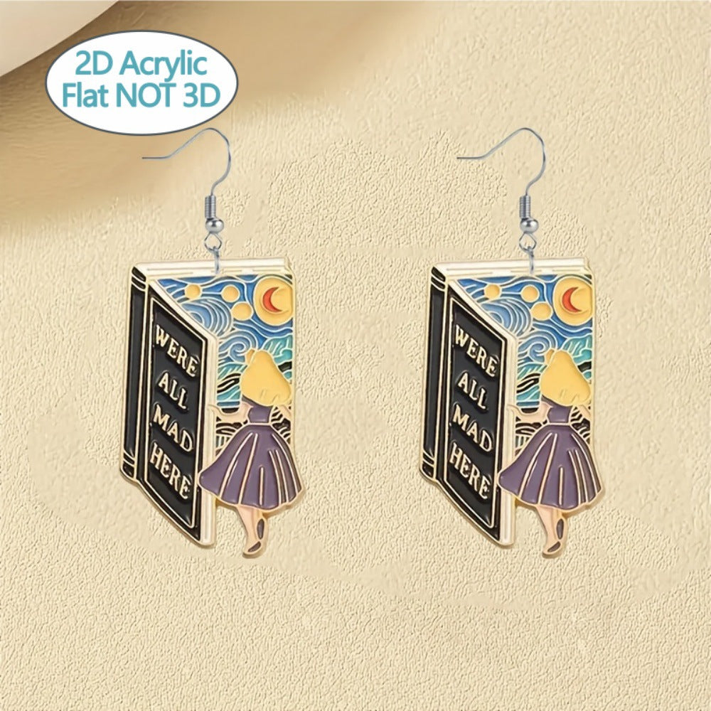 Art fairy tale book earrings