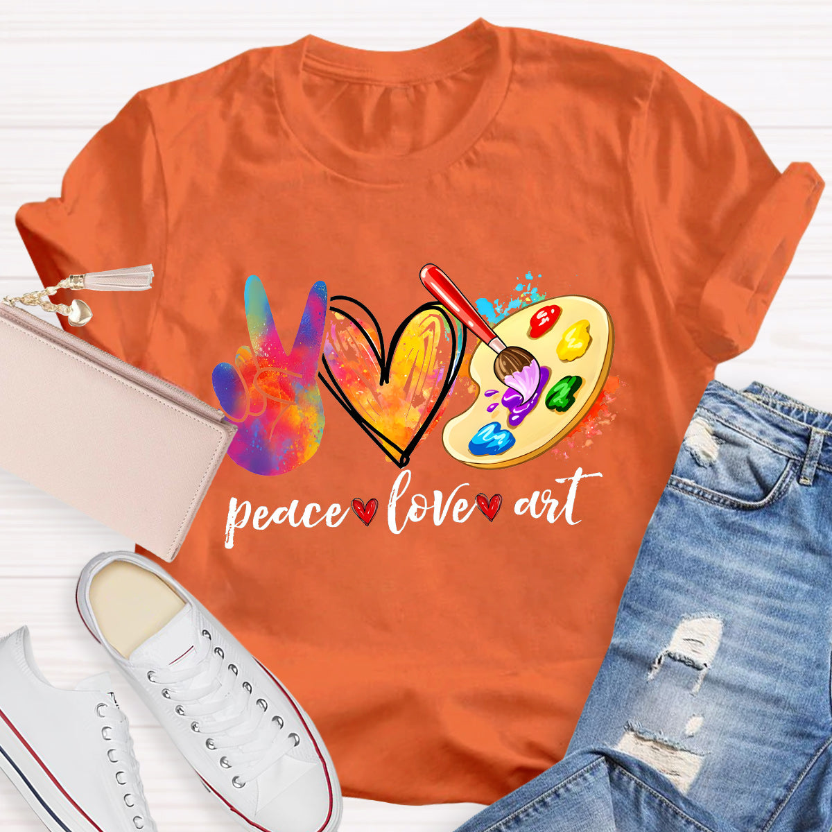 Peace Love Art Teacher T-Shirt