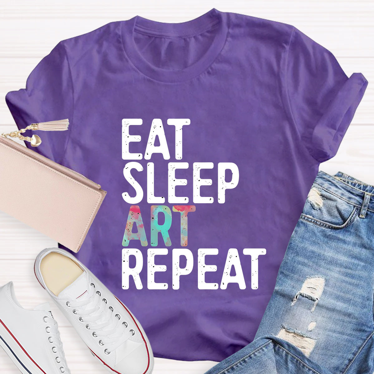 Eat Sleep Art Repeat Teacher T-Shirt