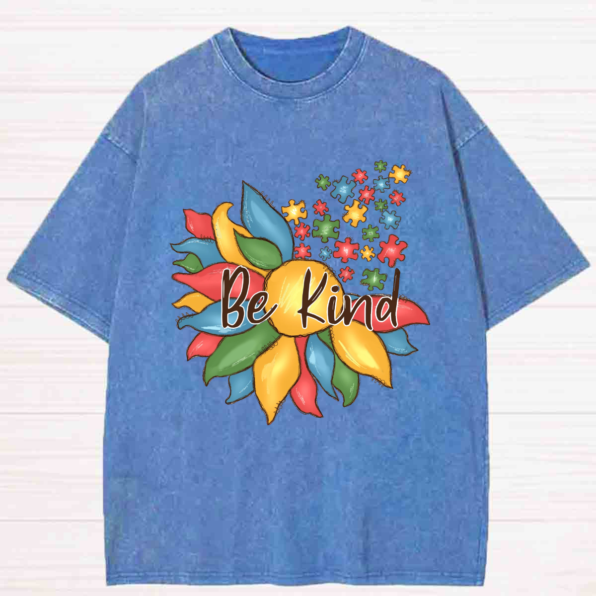 Be Kind Colorful Sunflower Washed T-shirt