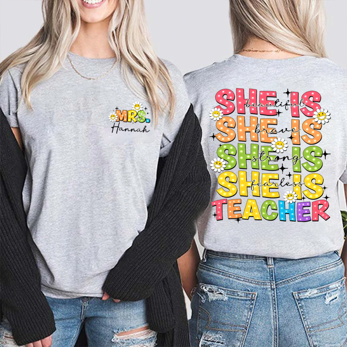Personalized Name She Is Beautiful Double Printed T-shirt