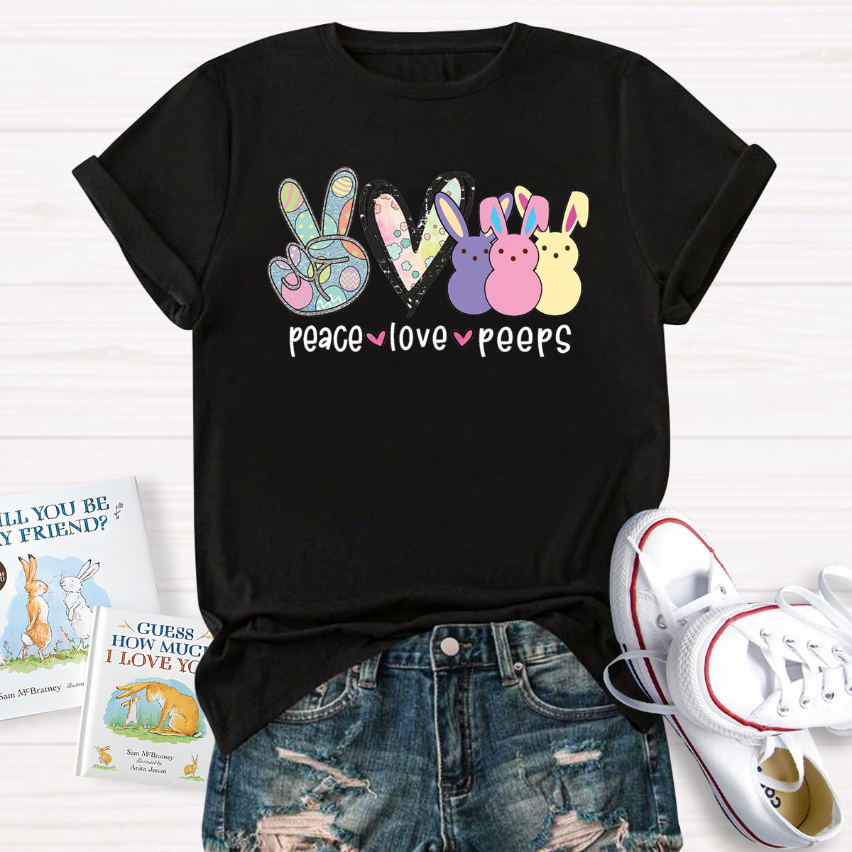 Peace Love Peeps Easter Heart T-Shirt
