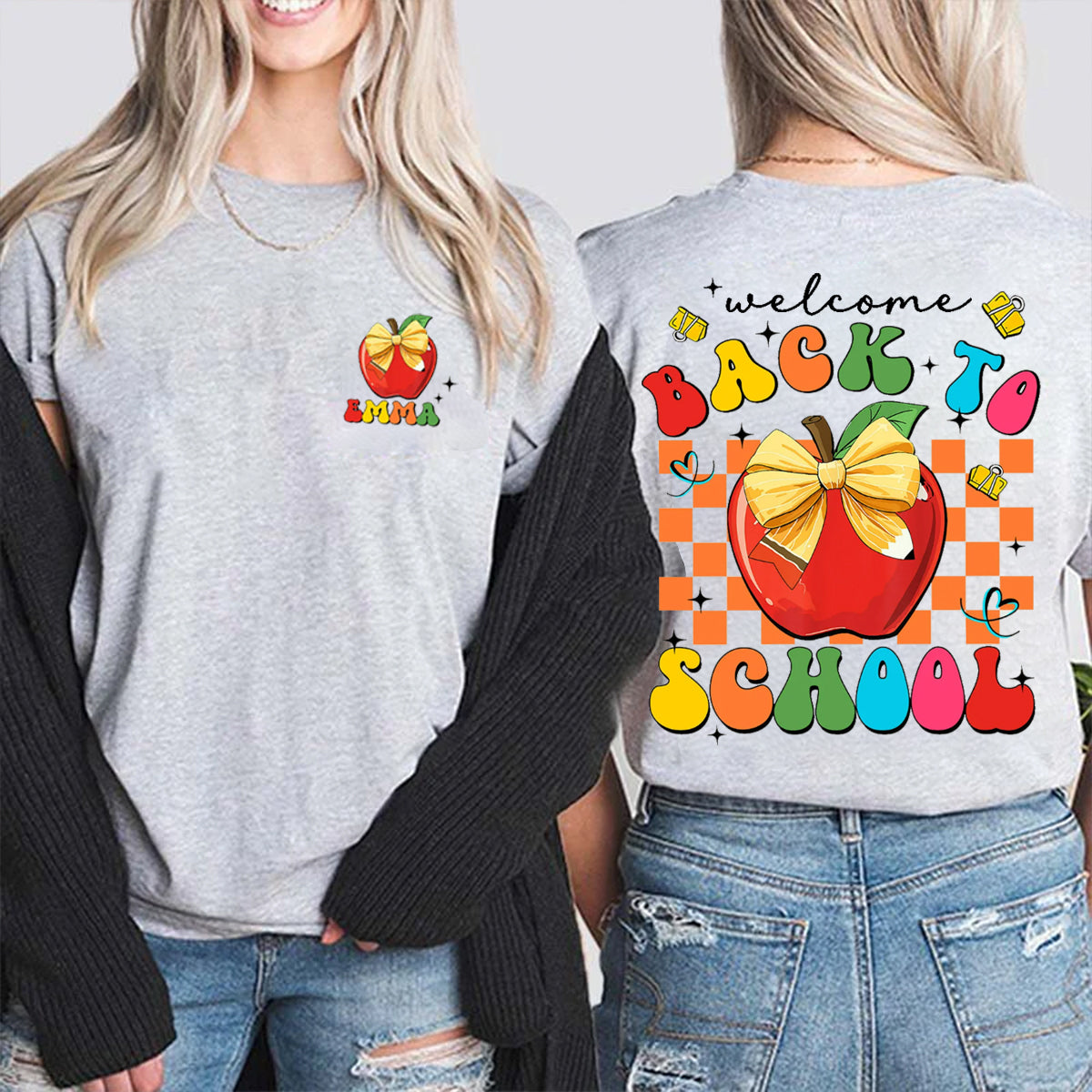 Personalized Name Welcome Back To School Double Printed T-shirt