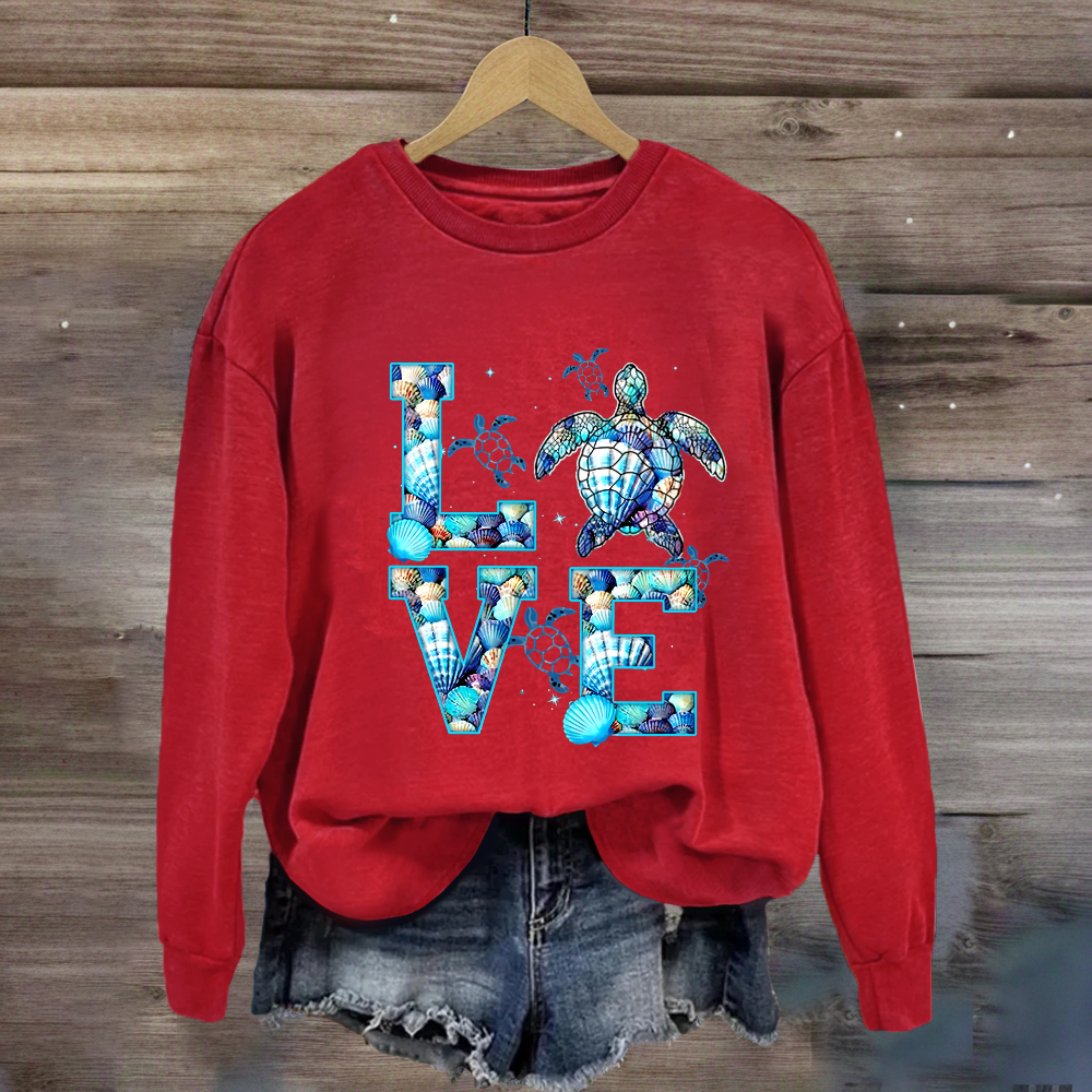 Blue Love For Sea Turtle Sweatshirt