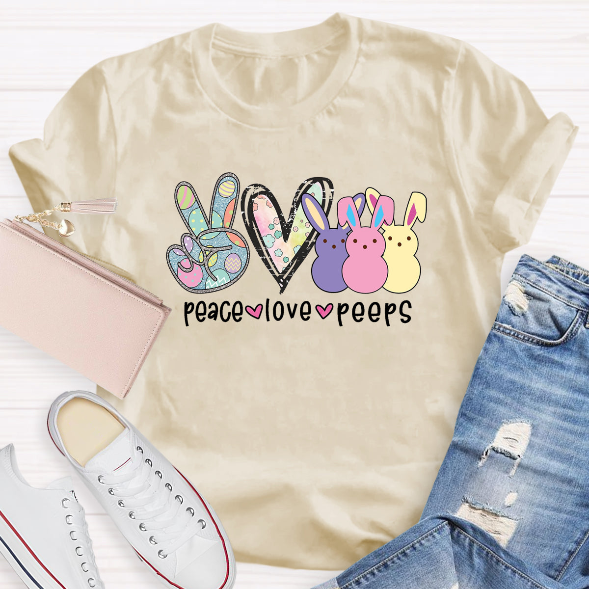 Peace Love Peeps Easter Heart T-Shirt