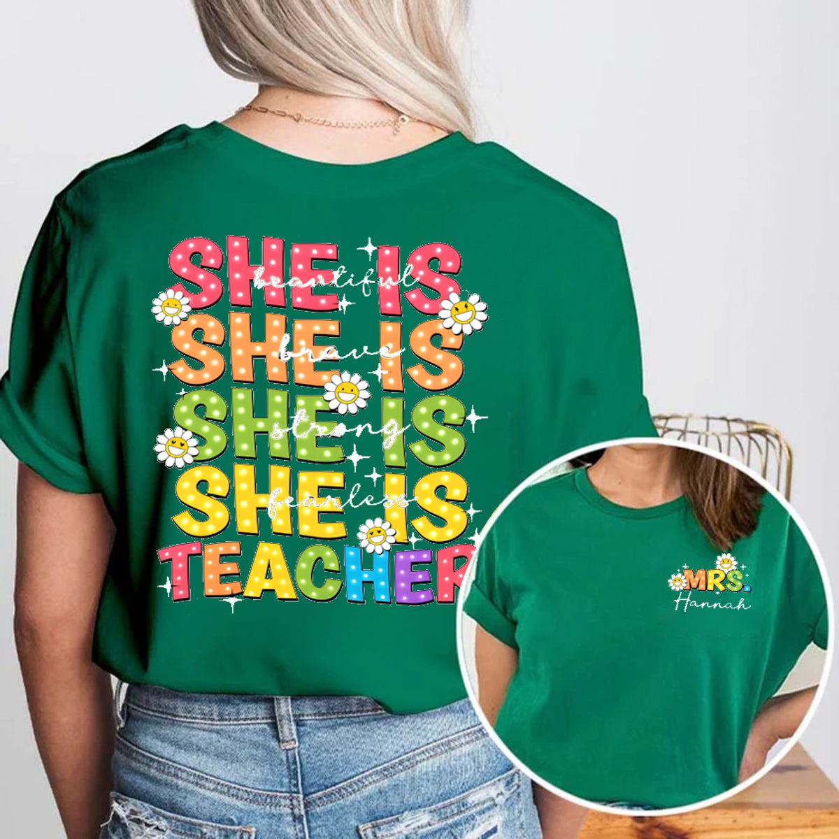 Personalized Name She Is Beautiful Double Printed T-shirt