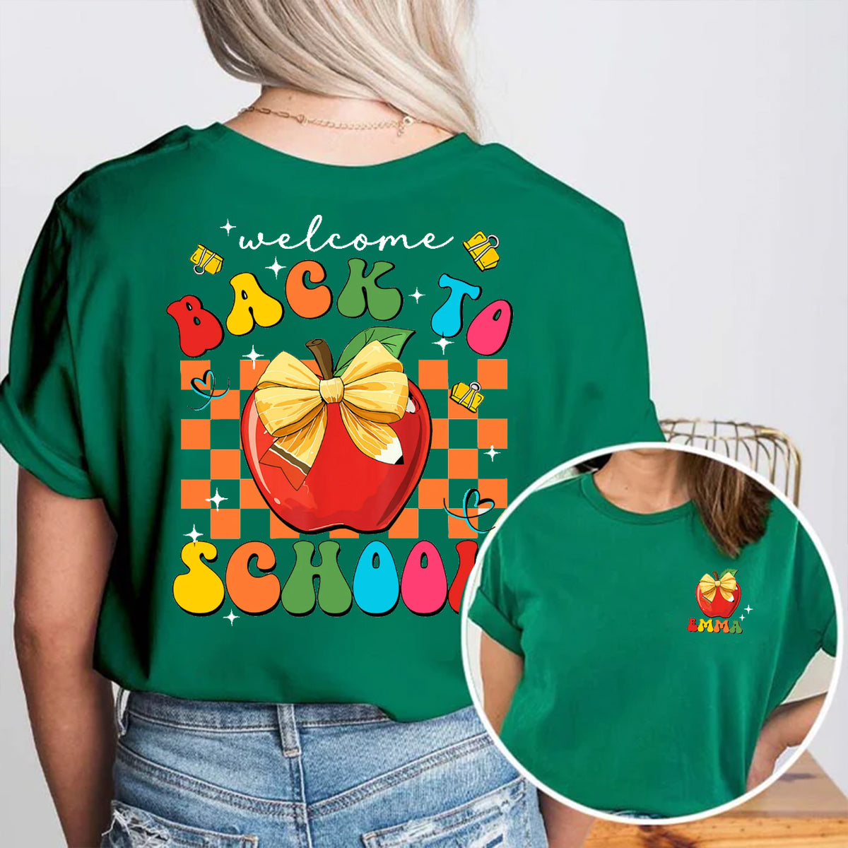 Personalized Name Welcome Back To School Double Printed T-shirt