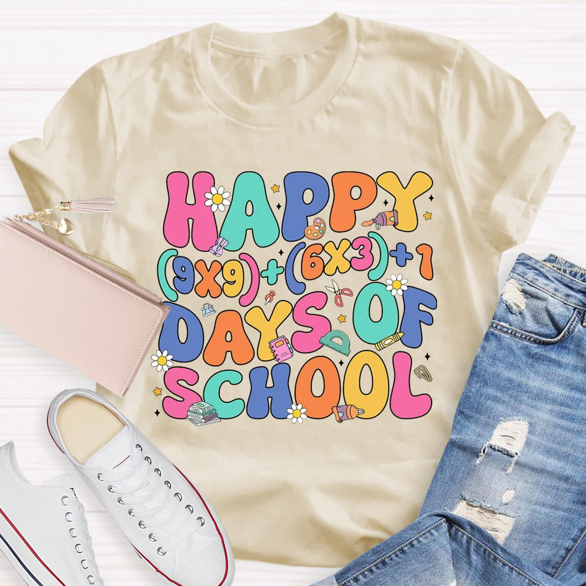 Happy 100 Days Of School Math Teacher T-Shirt