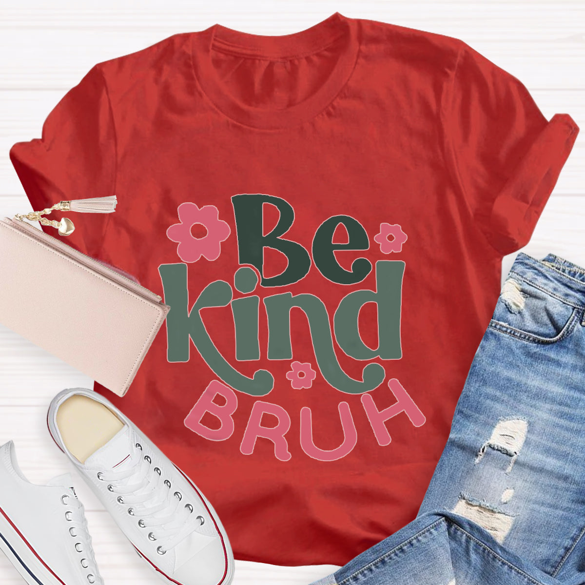 Be Kind Bruh Pink Flower T-Shirt