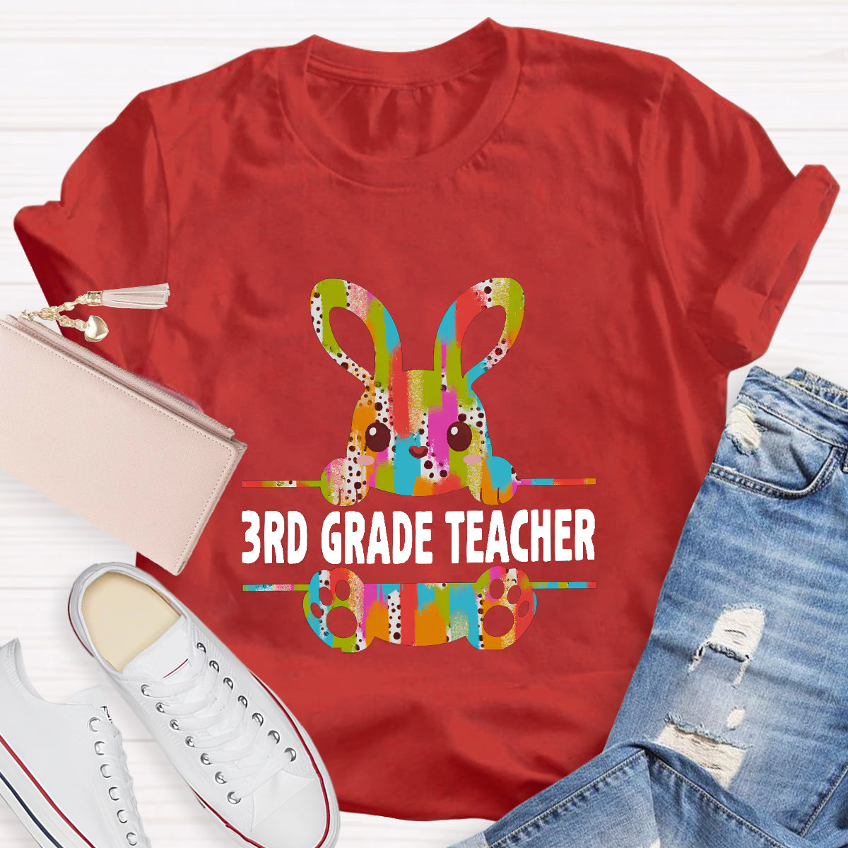 Personalized Grade Easter Bunny Teacher T-Shirt