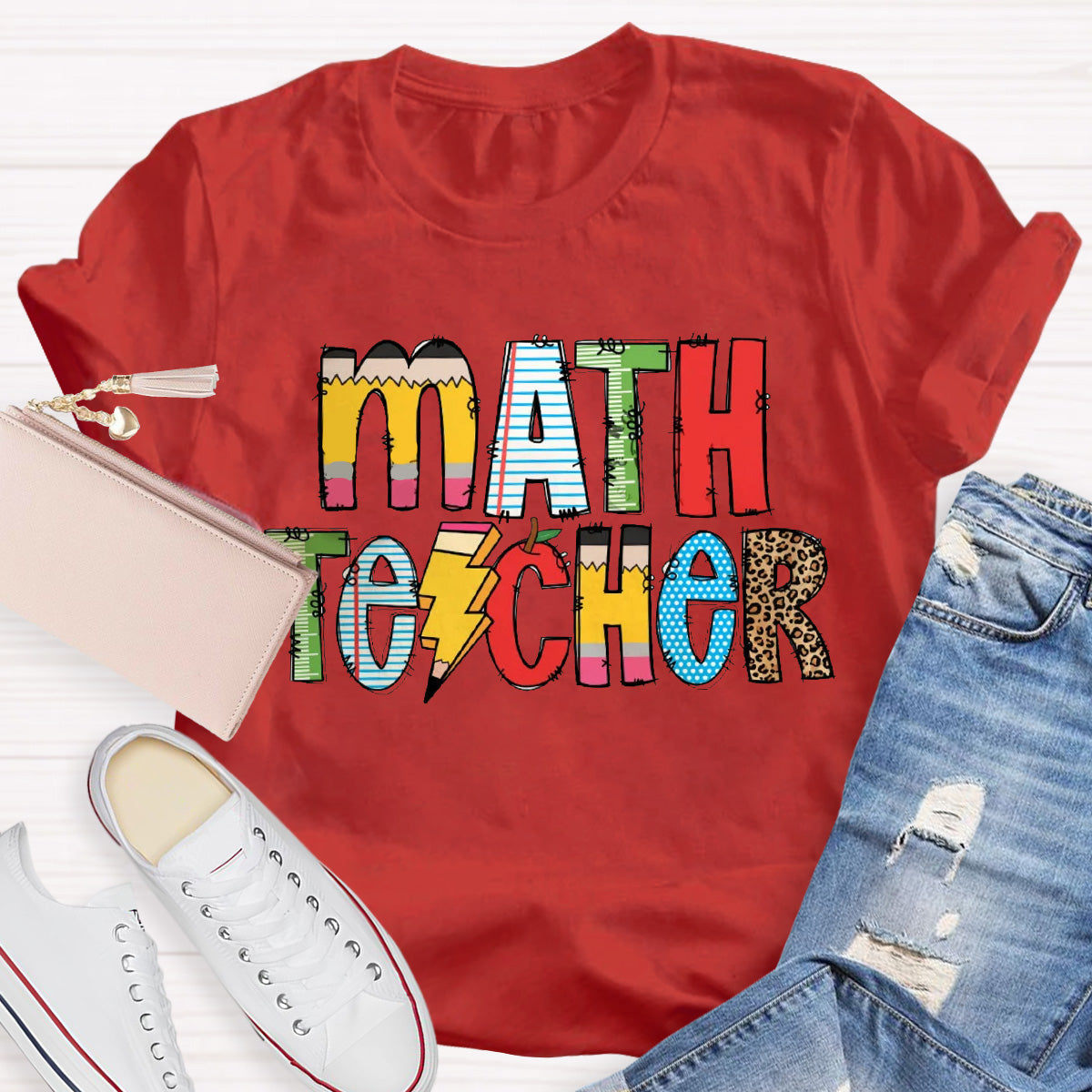 Personalized Subject Pencil Leopard T-Shirt