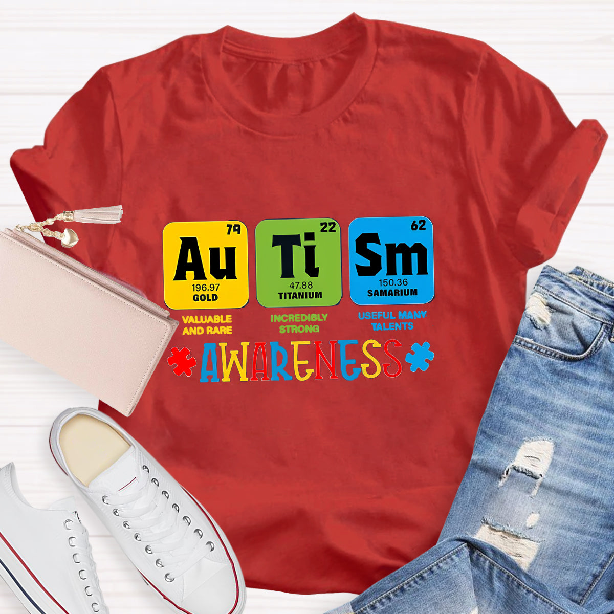 Autism Awareness Chemical Elements Teacher T-Shirt