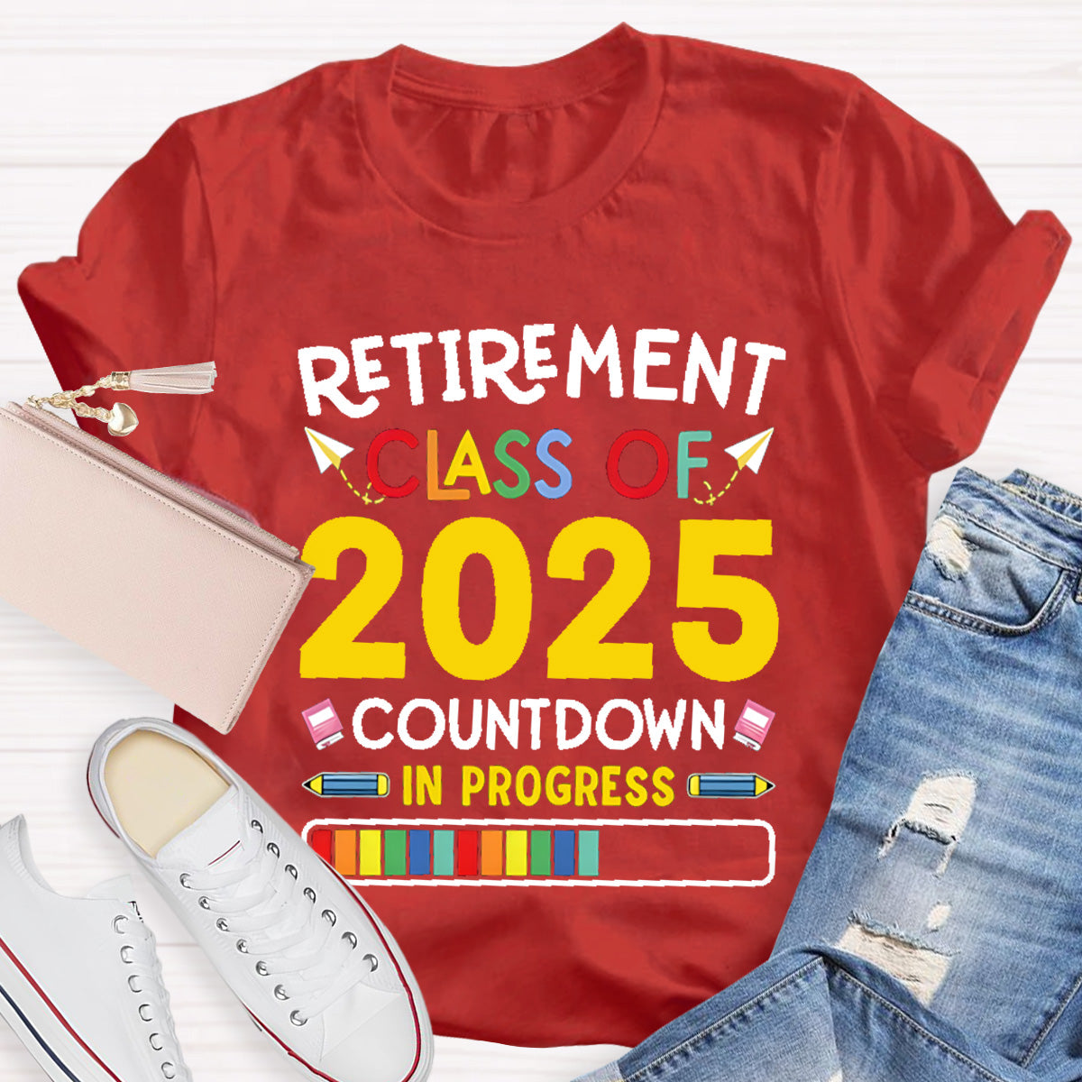 Personalized Retirement Year Class Countdown In Progress Teacher T-Shirt
