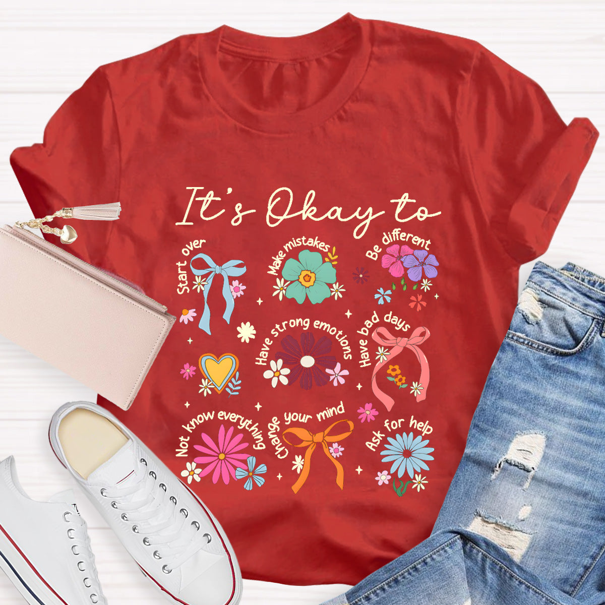 It's Okay To Be Different Vintage Flower Teacher T-Shirt