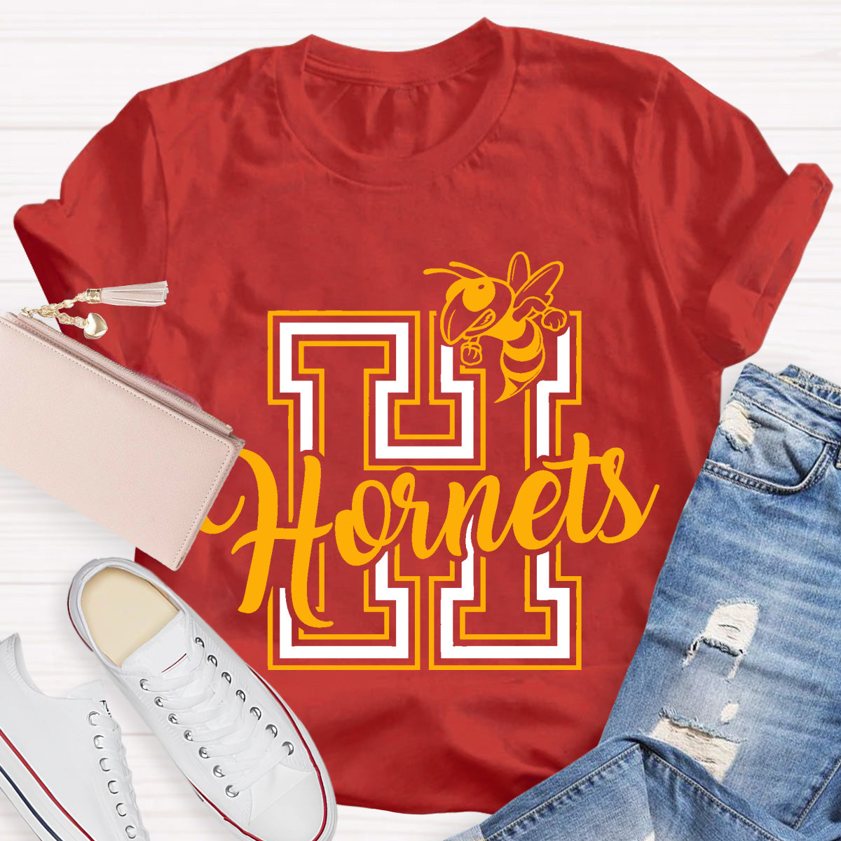 Personalized School Mascot Hornets Teacher T-Shirt