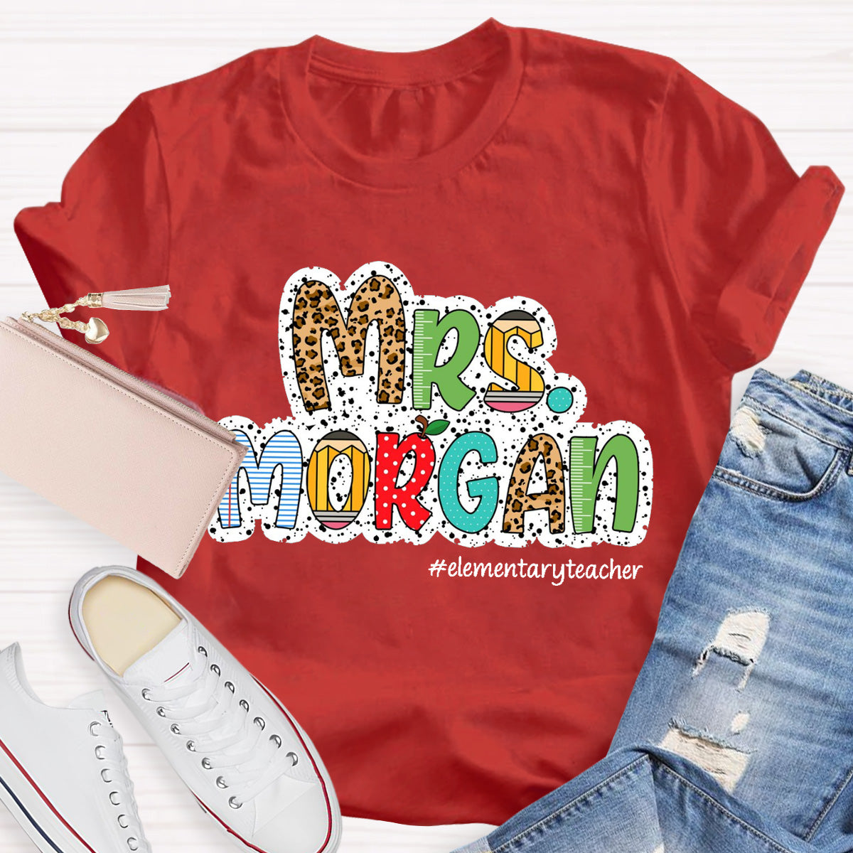 Personalized Name Elementary Teacher T-Shirt