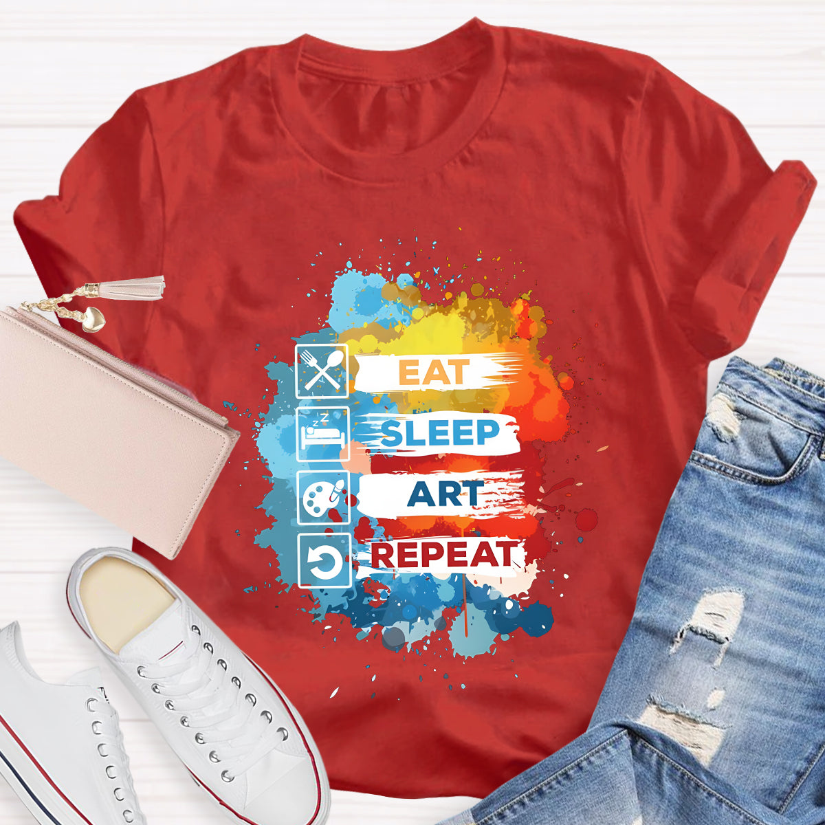 Eat Sleep Art Repeat Teacher T-Shirt