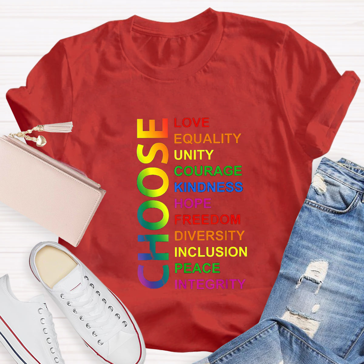 Choose Love Equality Unity Teacher T-Shirt