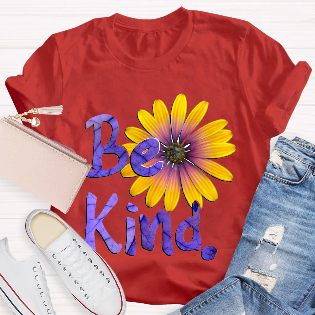 Brighter Sunflower Be Kind Teacher T-Shirt
