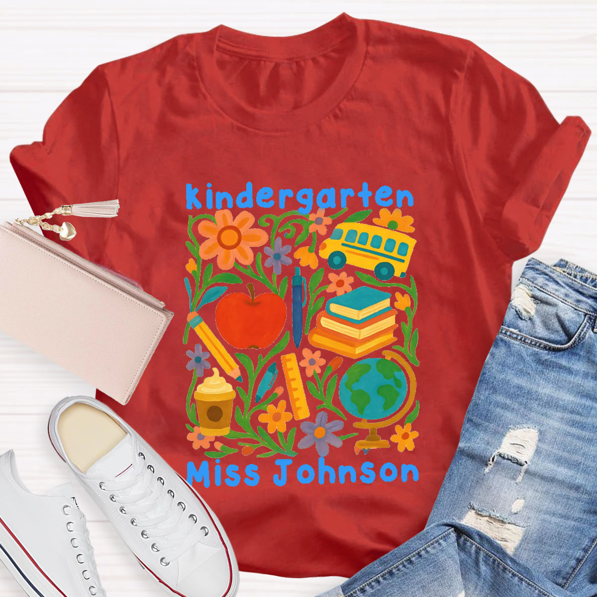 Personalized Grade And Name Back To School Floral Teacher T-Shirt