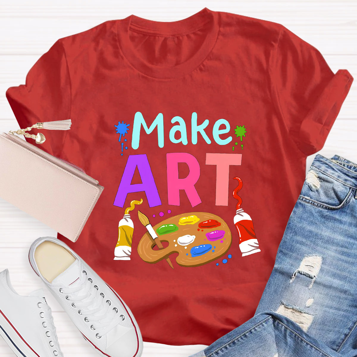 Make Art Color Palette Teacher T-Shirt