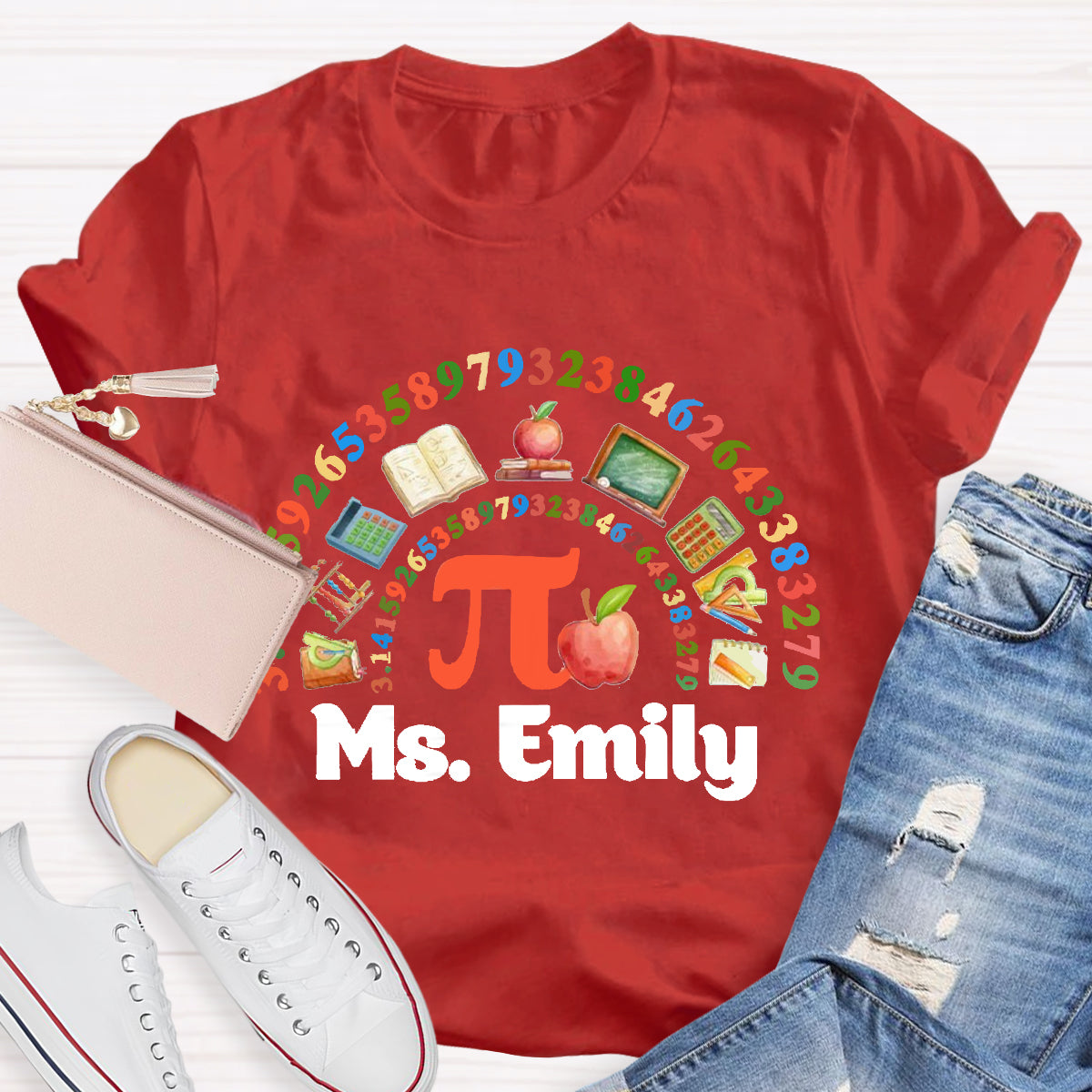 Personalized Math Teacher Name Happy Pi Day T-Shirt