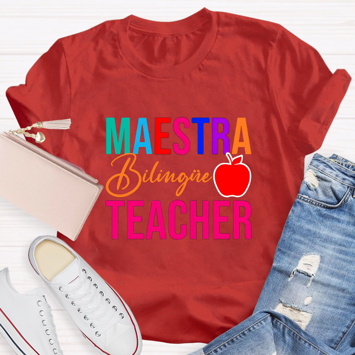Maestra Bilingual Teacher With Apple T-Shirt