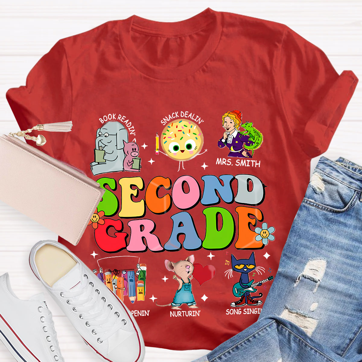 Personalized Grade And Name Children's Books T-Shirt