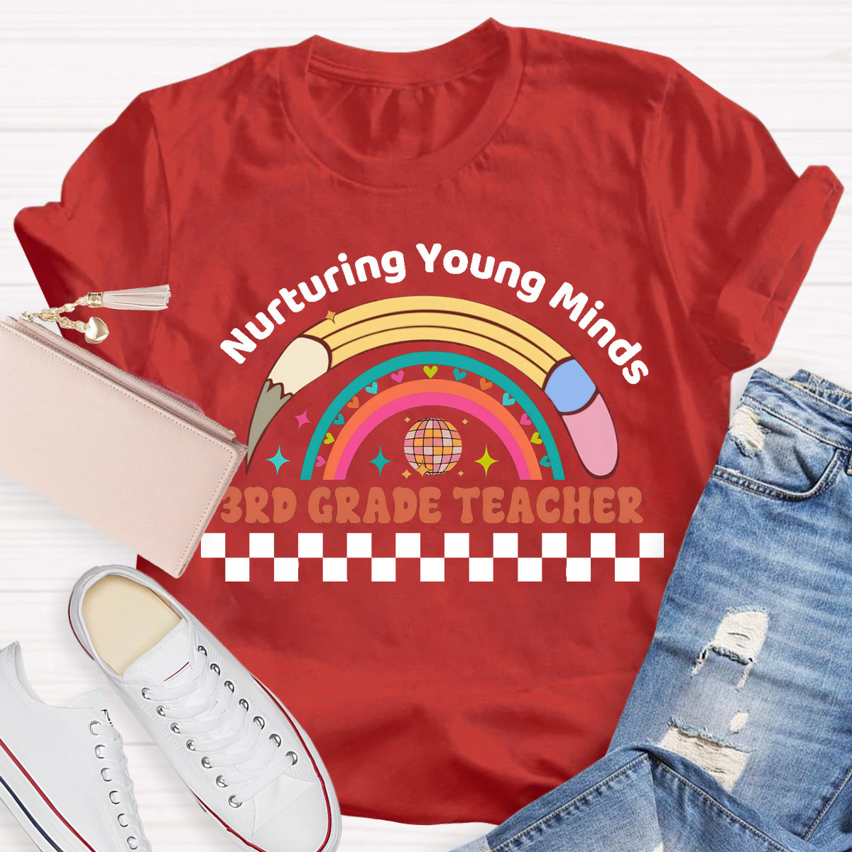 Personalized Grade Nurturing Young Minds Teacher T-Shirt