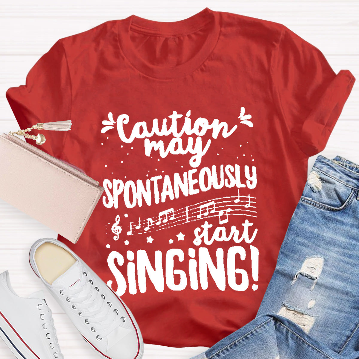 Caution May Spontaneously Start Singing Teacher T-Shirt