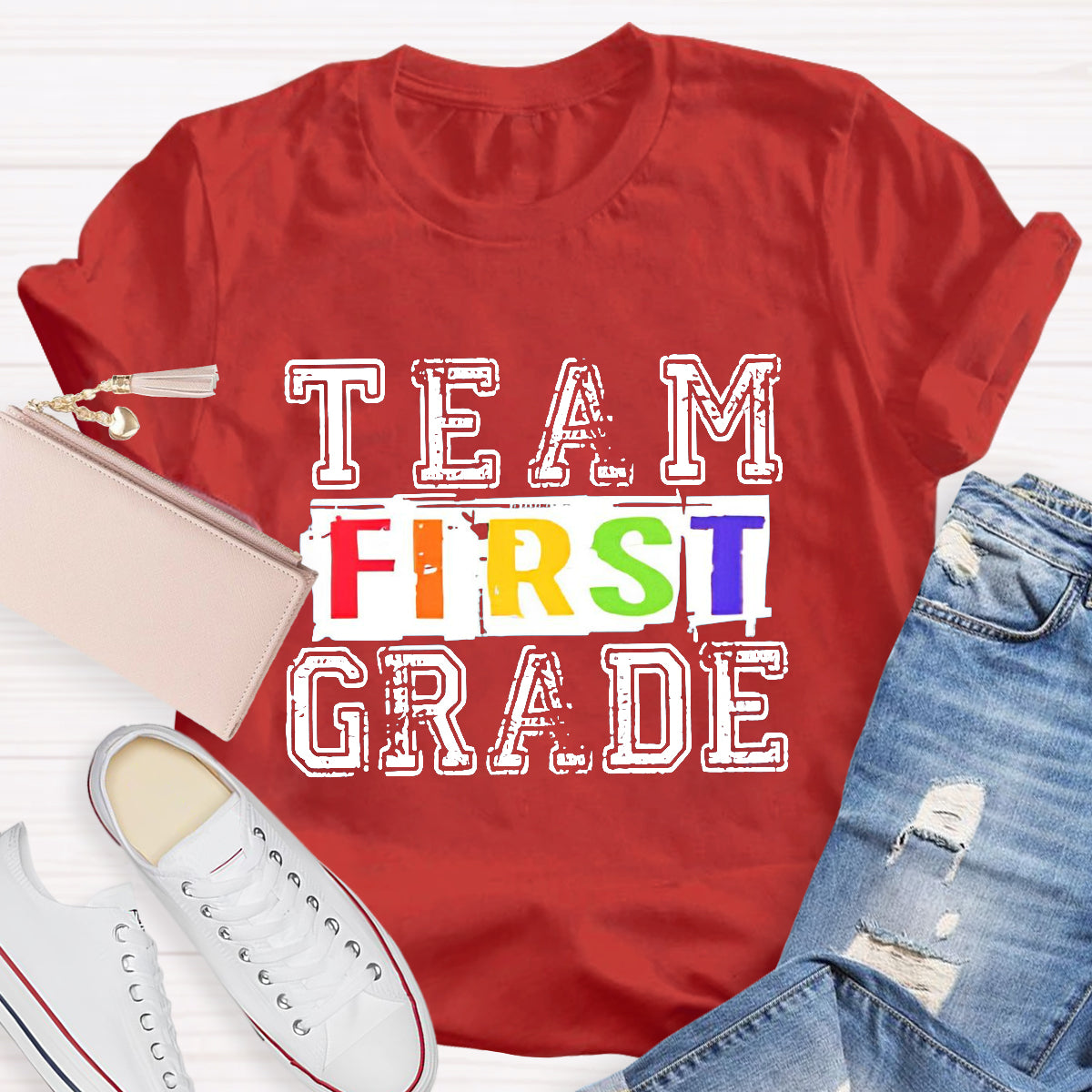 Personalized Grade First Grade Team Teacher T-Shirt