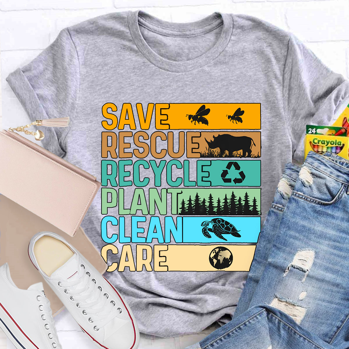 Save Rescue Recycle Plant Clean Care T-Shirt