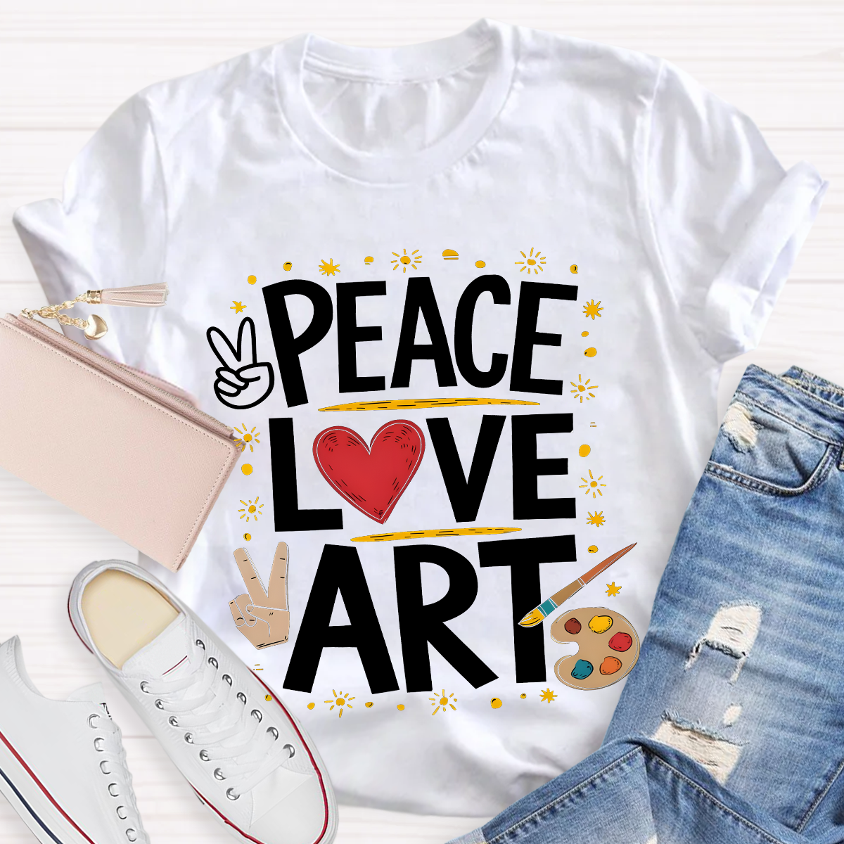 Peace Love Art Teacher T-Shirt