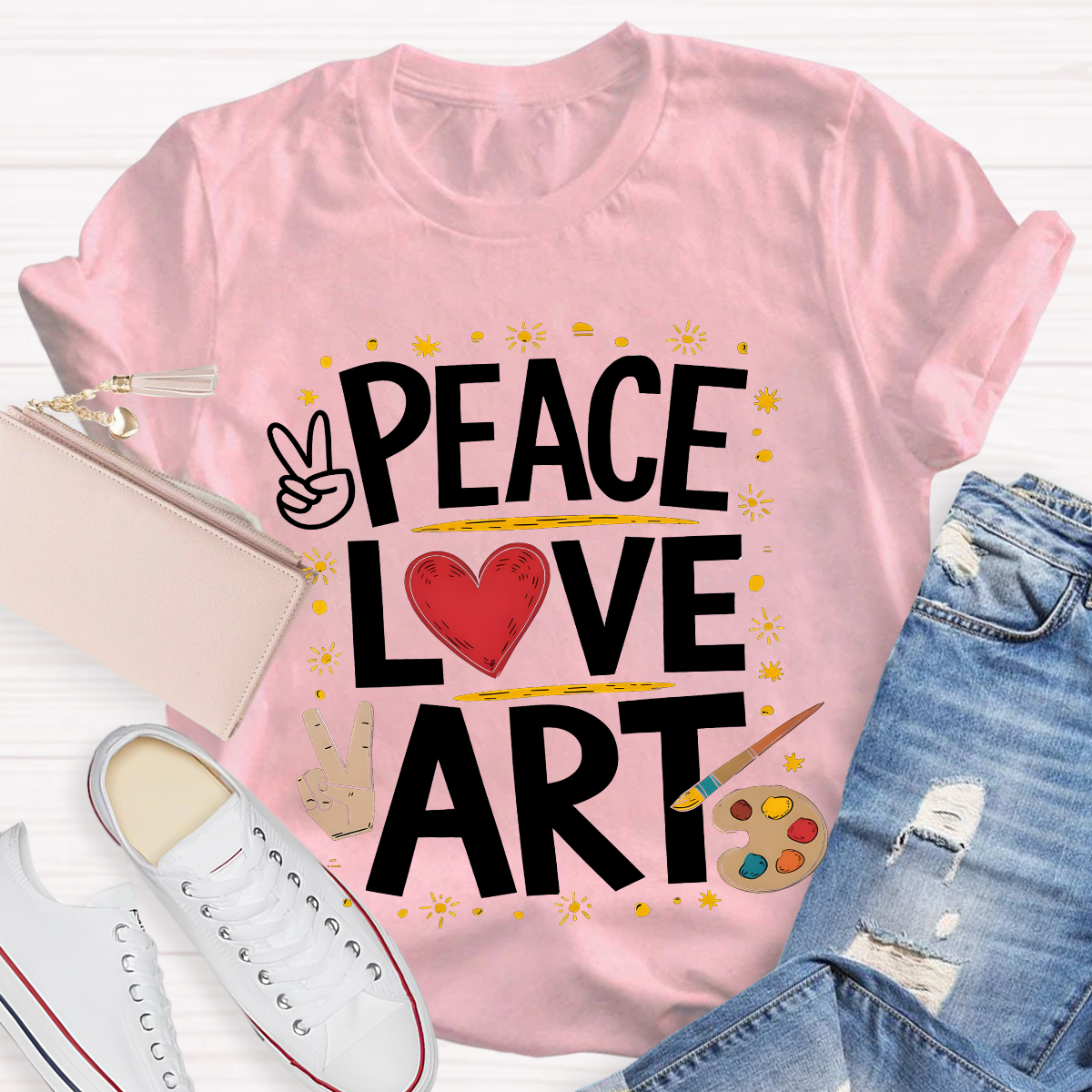 Peace Love Art Teacher T-Shirt