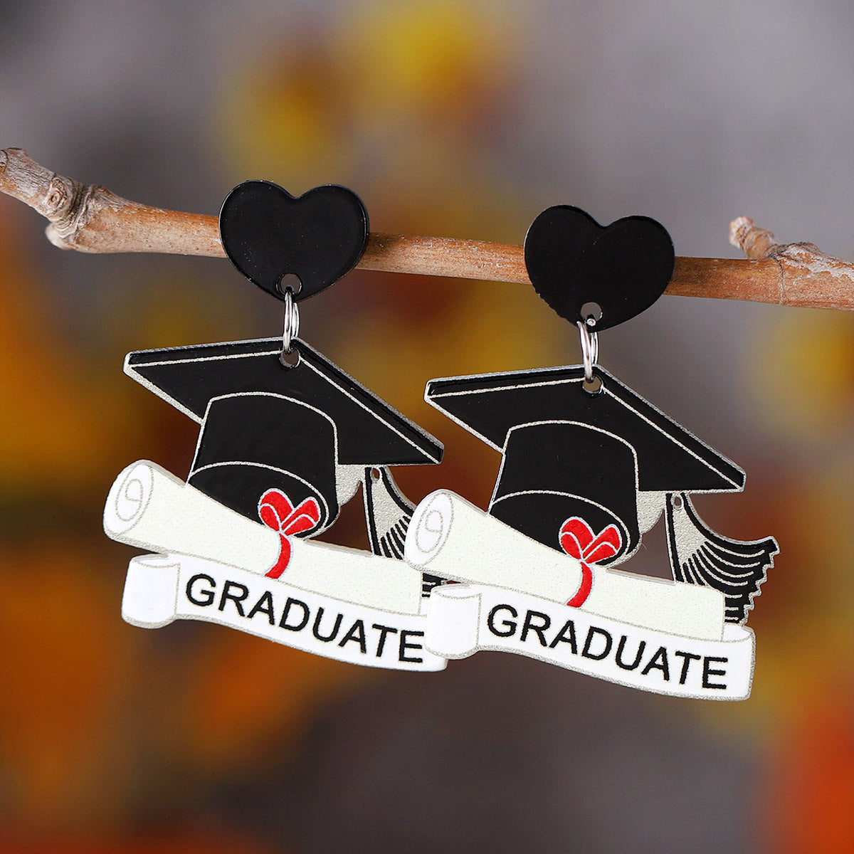 Bachelor'S Hat And Book Heart Pendant