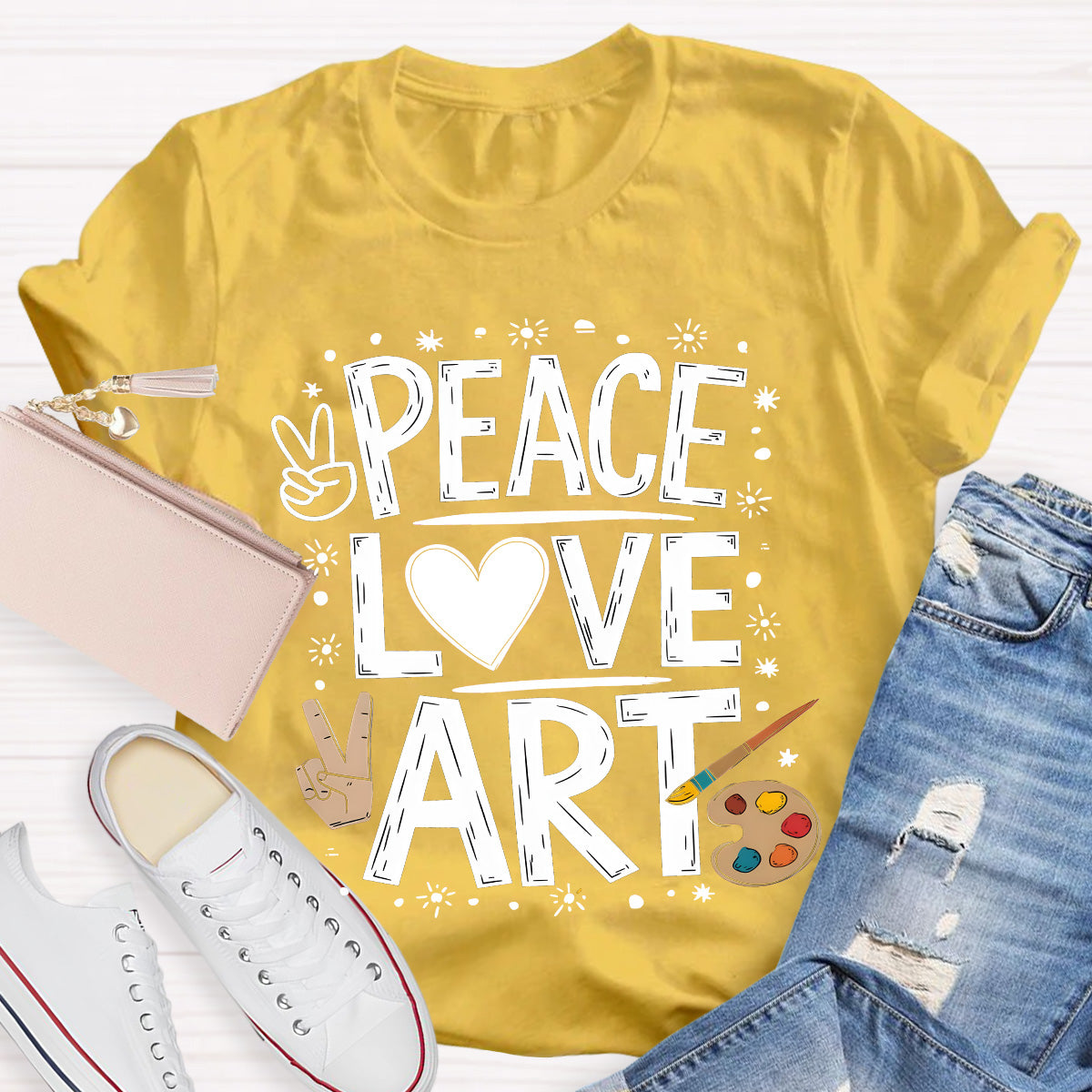 Peace Love Art Teacher T-Shirt