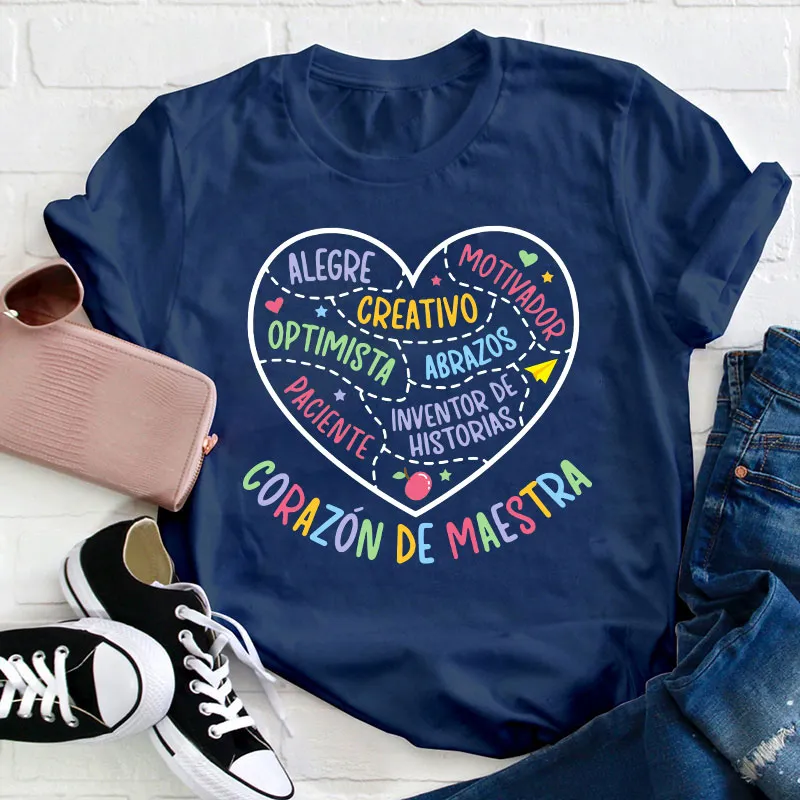 Corazon Maestra De Español Spanish Teacher T-Shirt