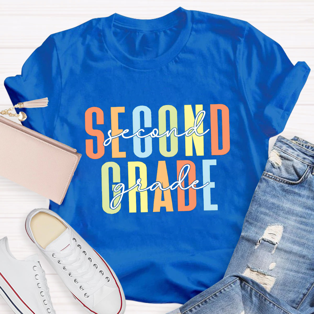 Personalized Grade Colored Letters T-shirt
