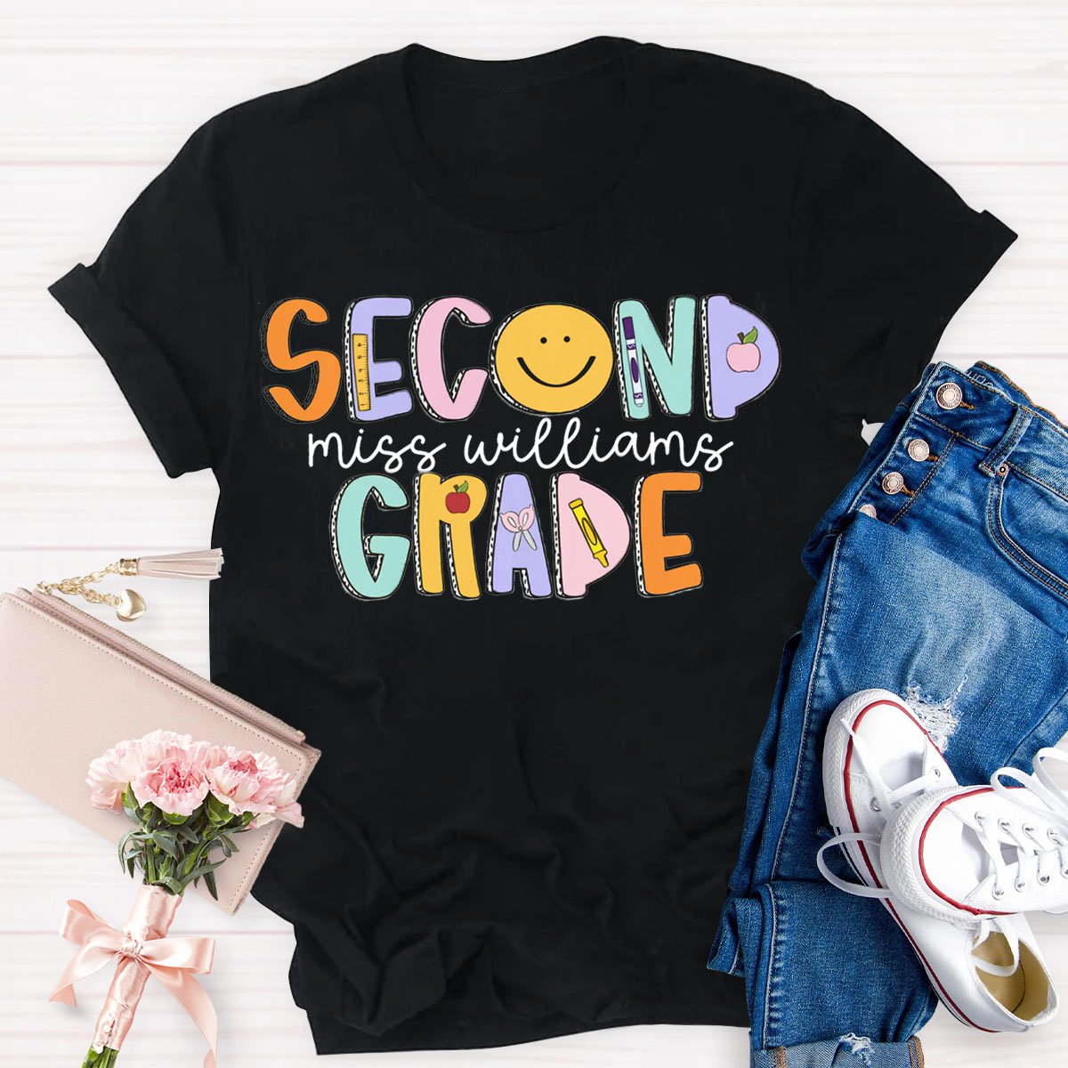 Personalized  Grade And Name Back to School T-shirt