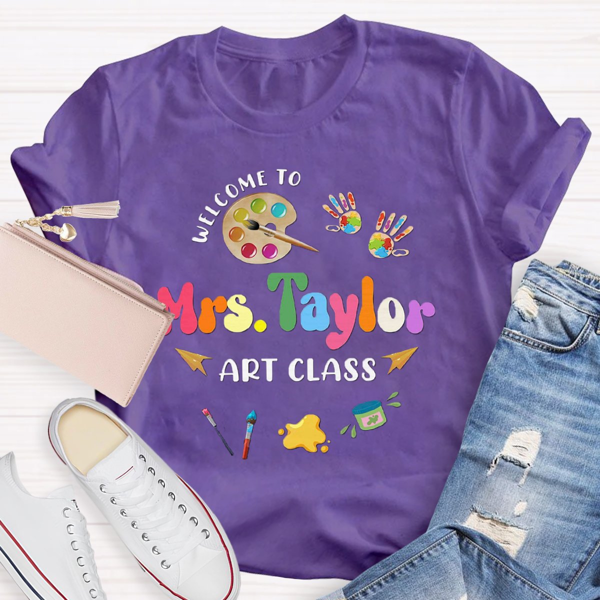 Personalized Art Teachers Name Welcome To Art Class T-Shirt